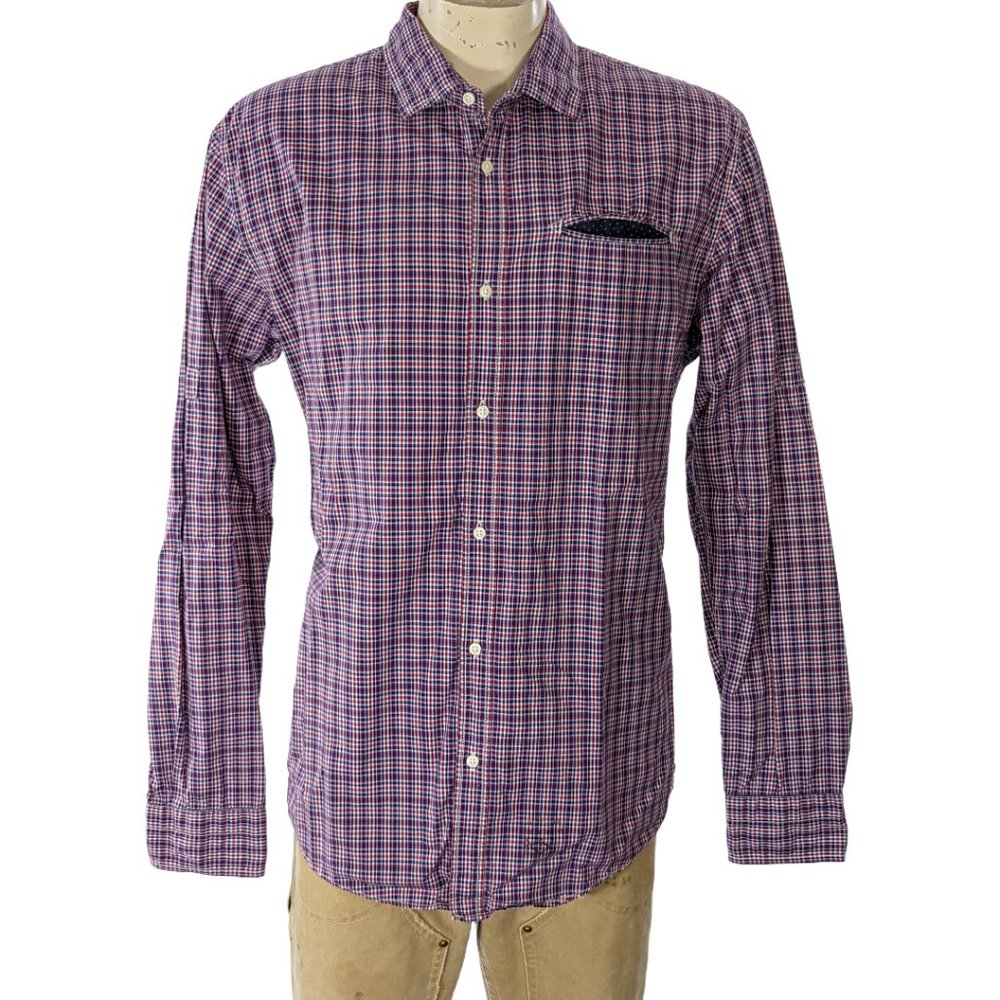 Scotch & Soda Plaid Cotton Button Down Shirt Sz XL EUC